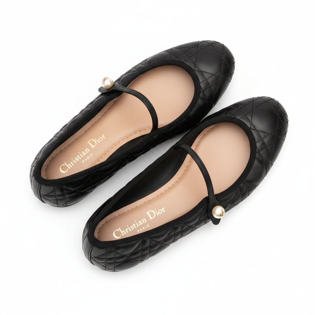Christian Dior Shoes 38 Black Ballet Flats