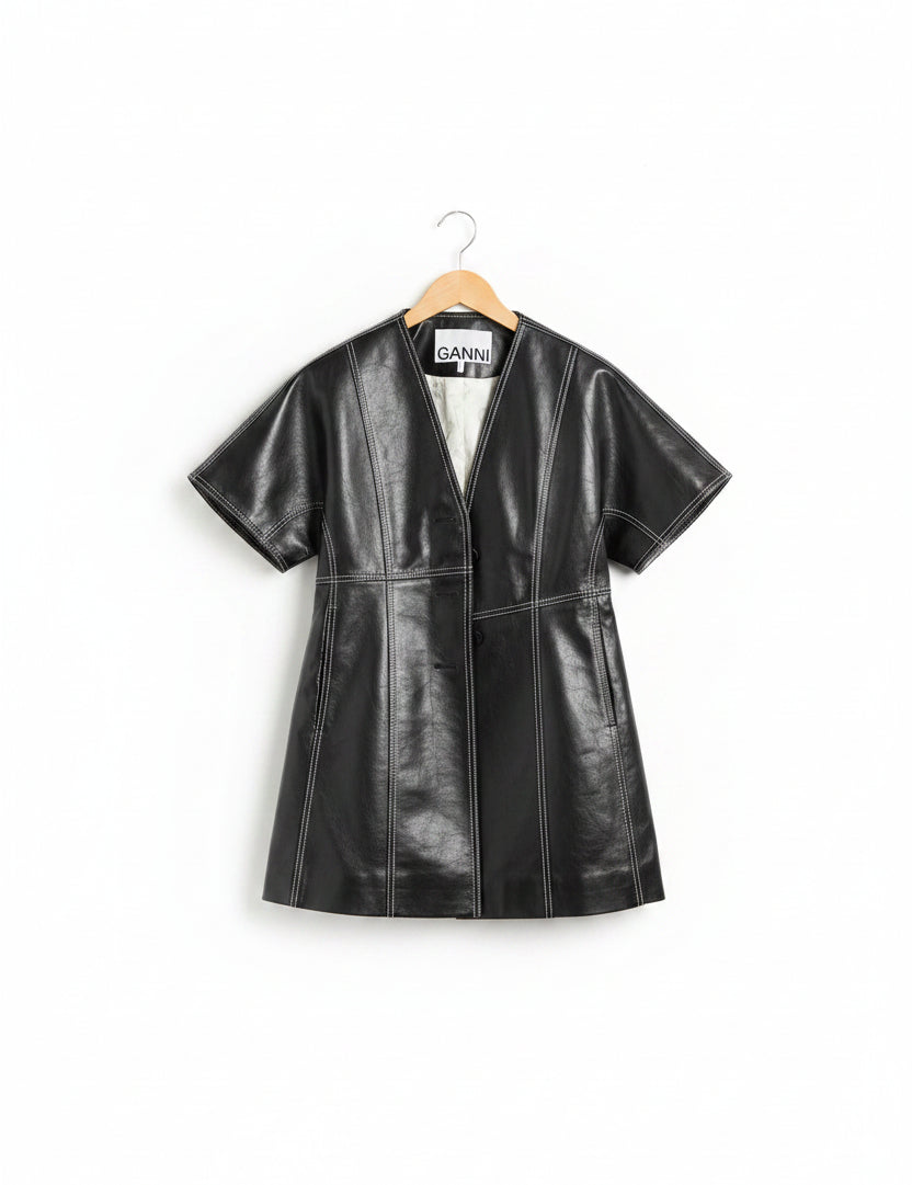 GANNI Coat 40 Black Leather