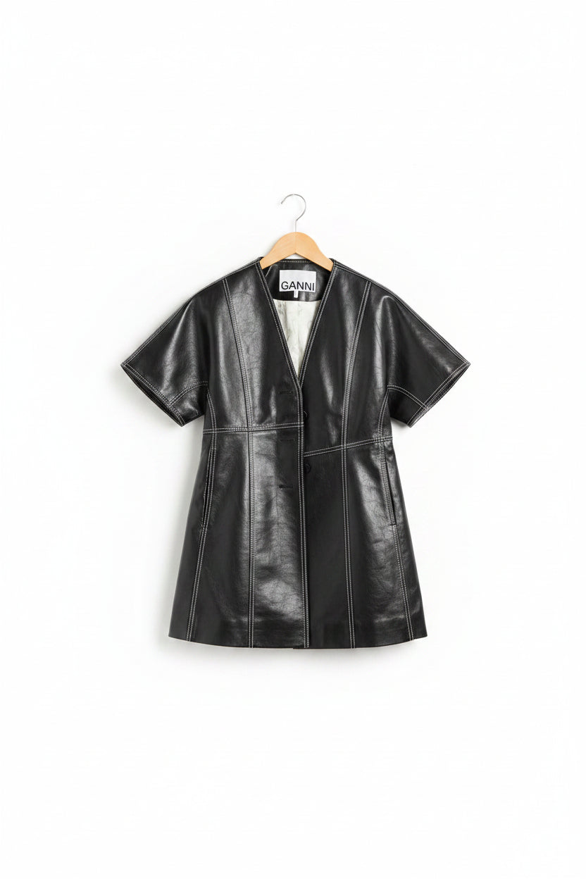 GANNI Coat 40 Black Leather