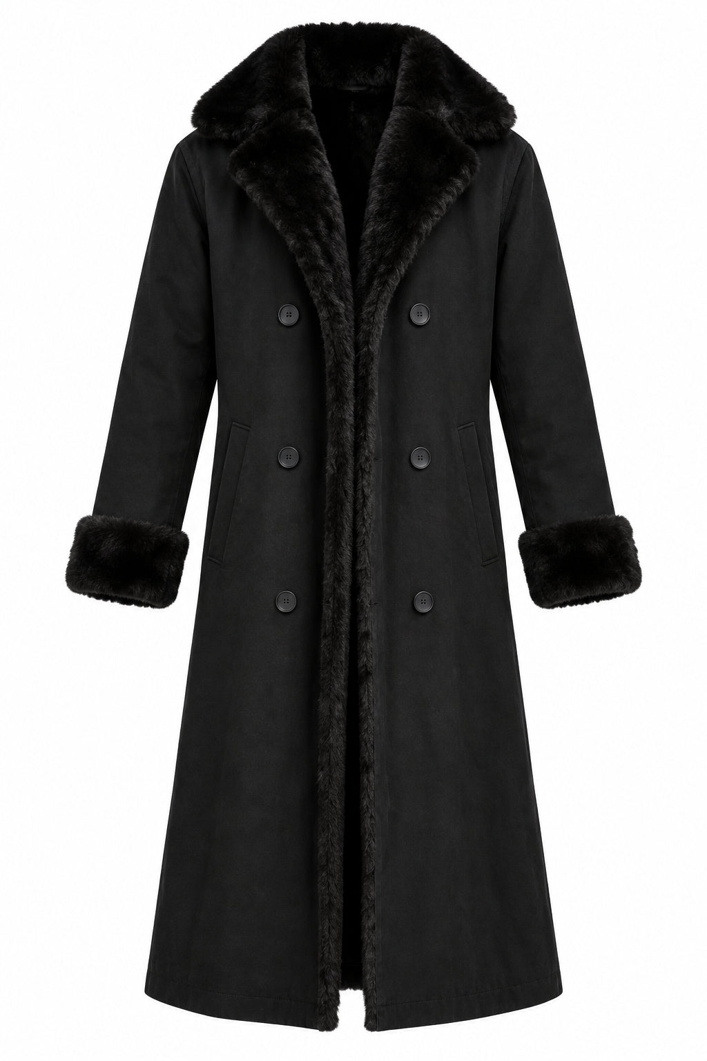 Black Coat with Fur Lining